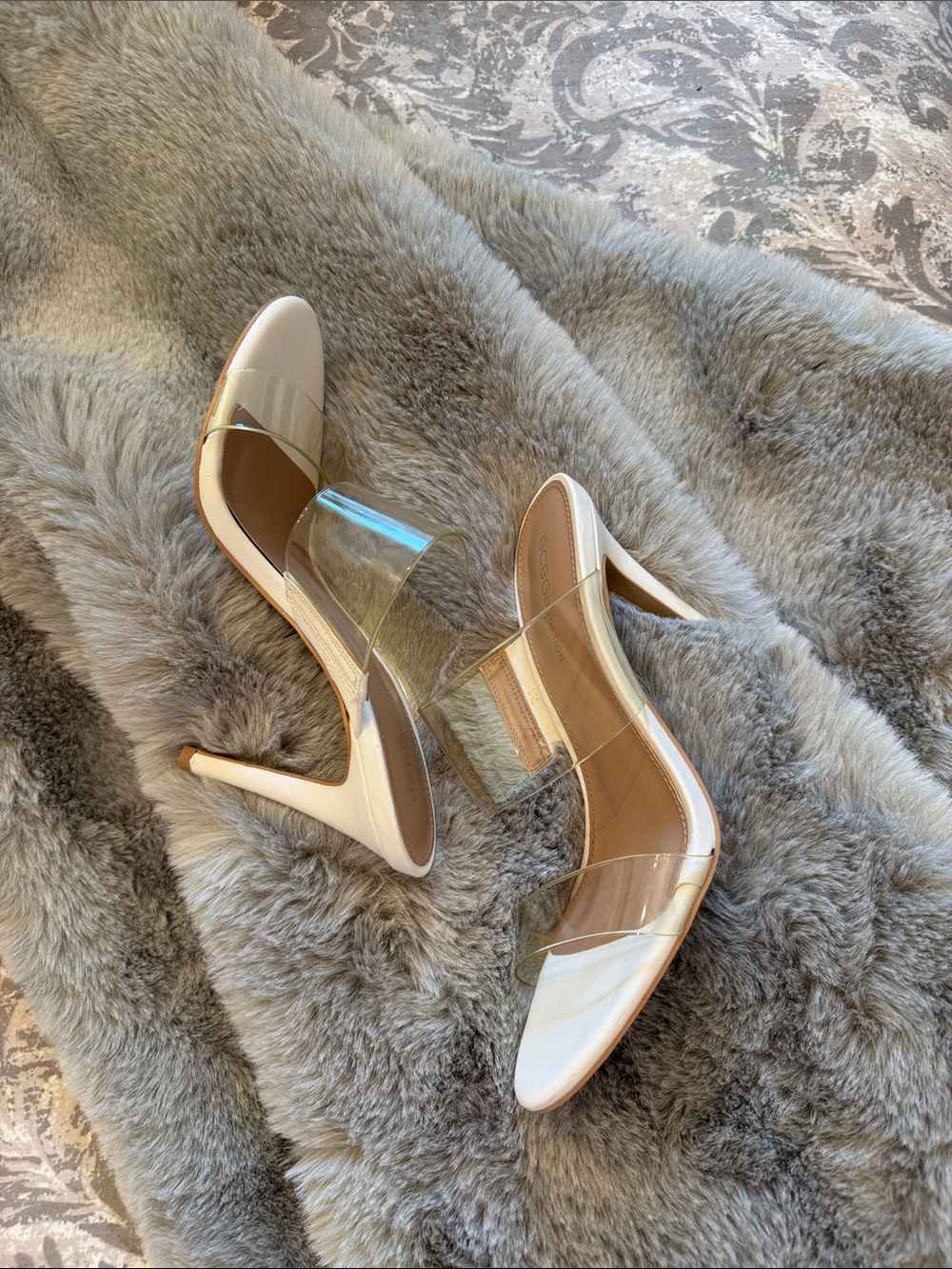 BCBGeneration Ipolo Clear
Strap Slide Heeled Sandal.